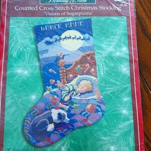 Vintage counted cross stitch Christmas stocking